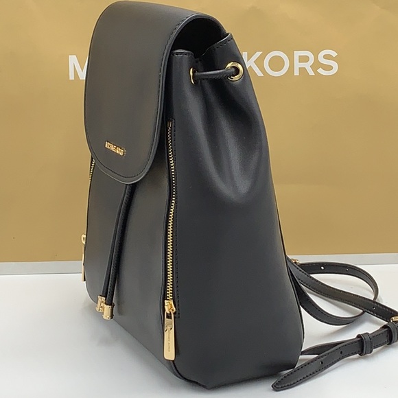 MICHAEL KORS Phoebe MEDIUM Flap Drawstring Backpack BLACK COLOR - Picture 7 of 16
